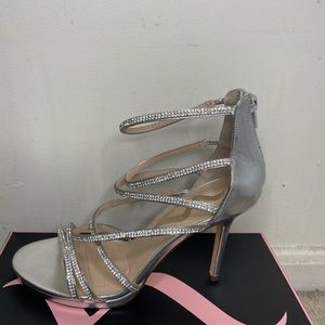 Silver strap heels